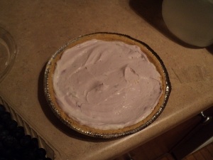 Pour into premade graham cracker pie shell and even the filling.